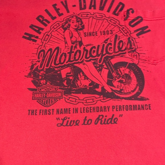 Harley Davidson Red Las Vegas Pocket Tee - Picture 3 of 6